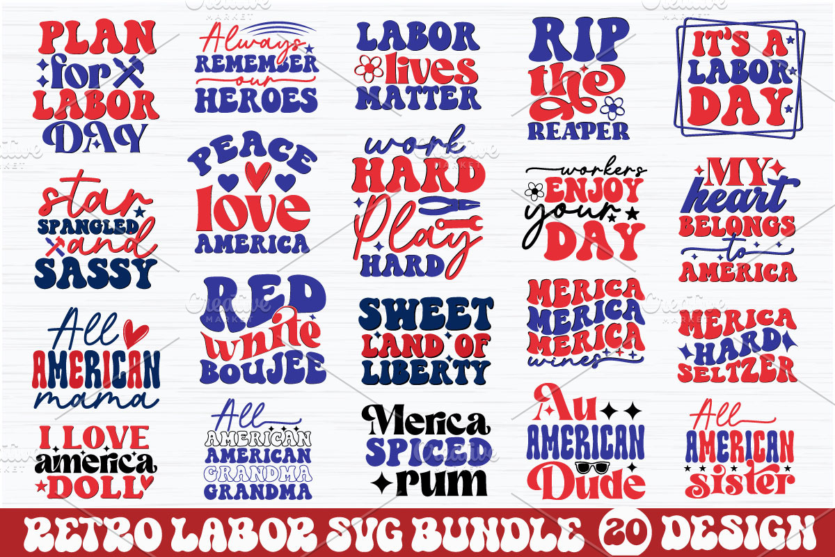 Retro Labor SVG Bundle, a Graphic by Etcify (Photo 1 of 10)