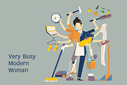 Very busy housewife, a Technology Illustration by Smiley Creative (Thumbnail 1 of 2)