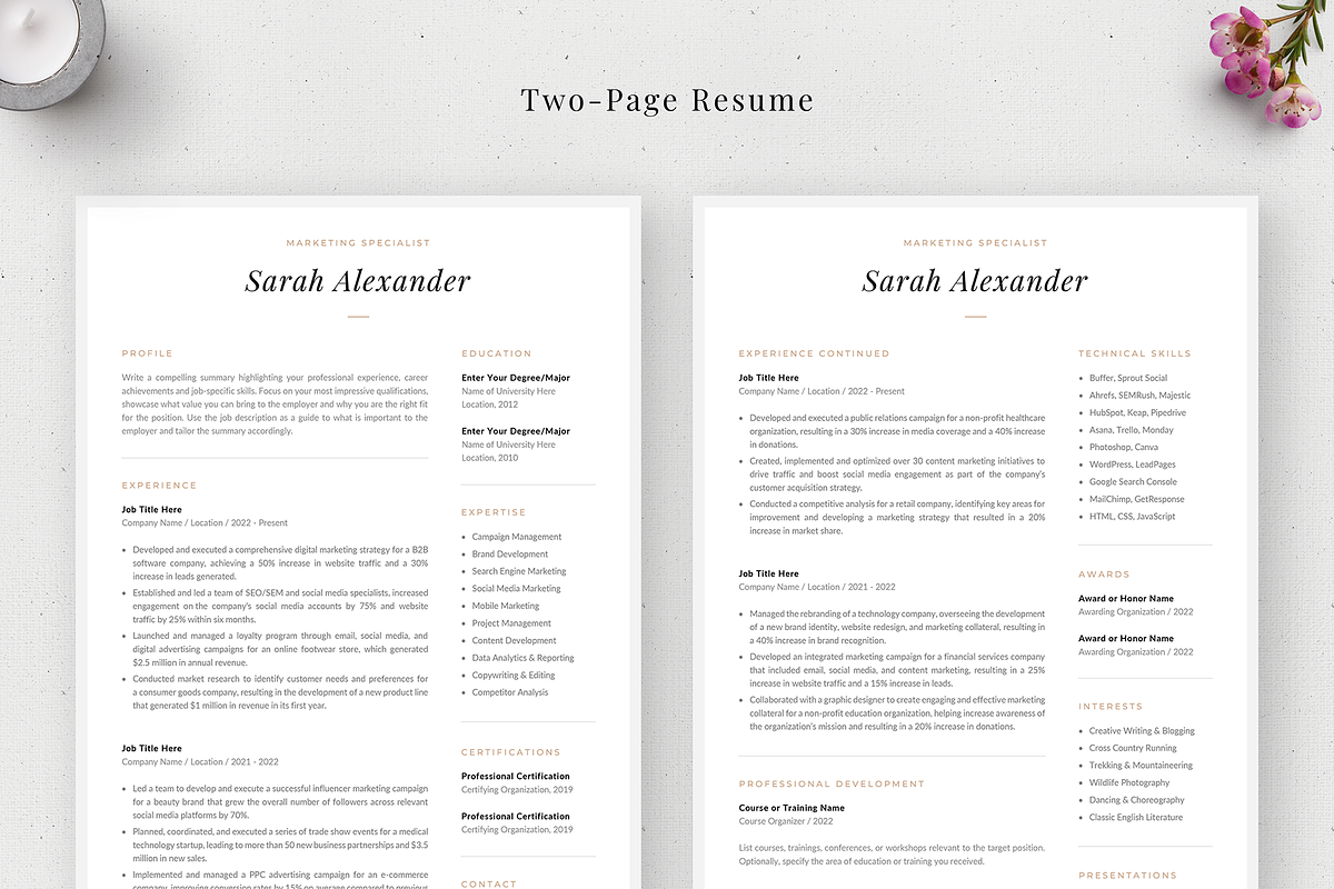 Modern & Chic Resume Template Sarah, a Resume Template by Olympia Resume (Photo 3 of 6)