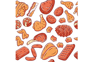 Butchers Meat Seamless Pattern