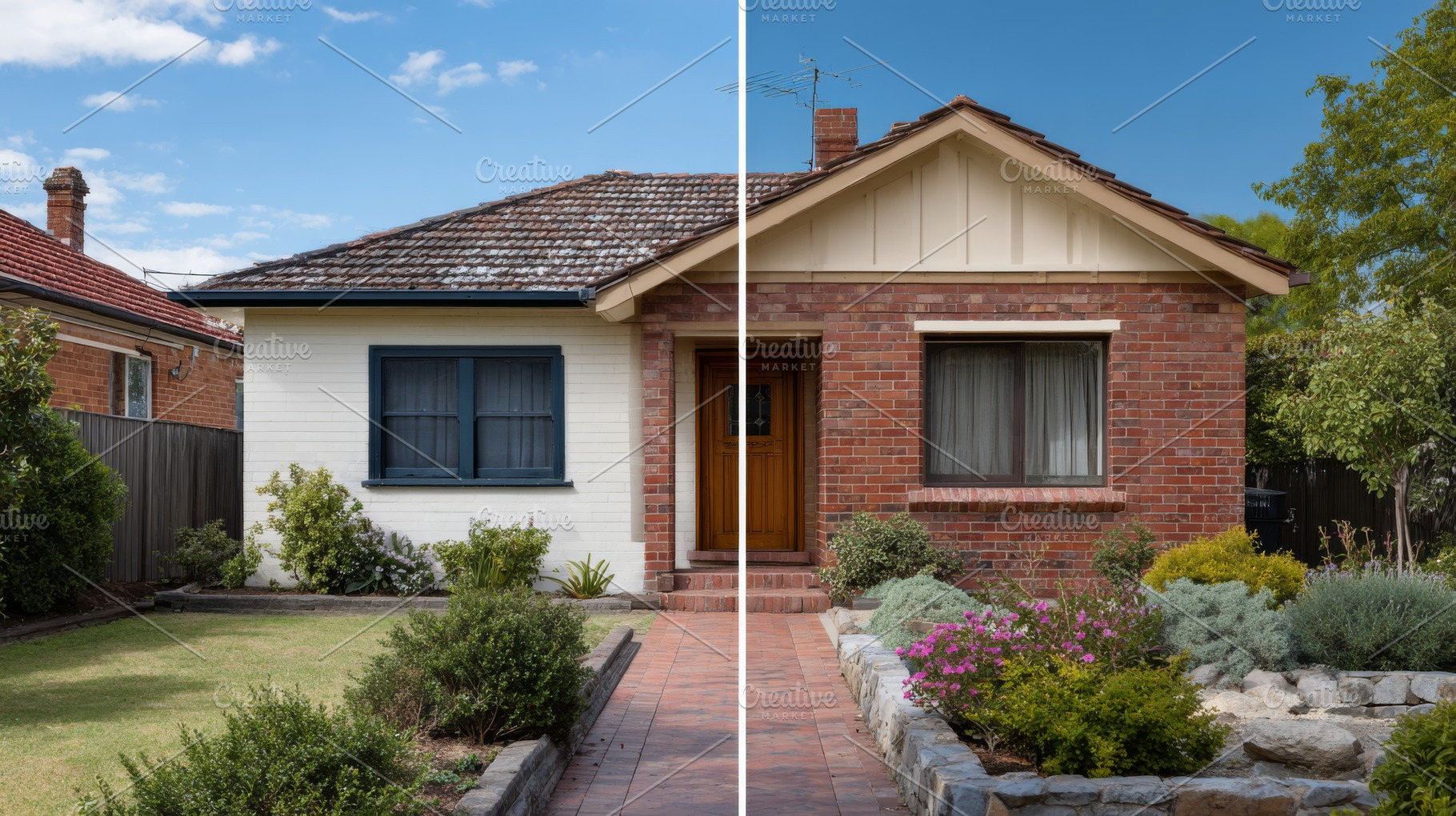 A striking home transformation showcasing a modern renovation and original char, a Person Photo by ImageMir