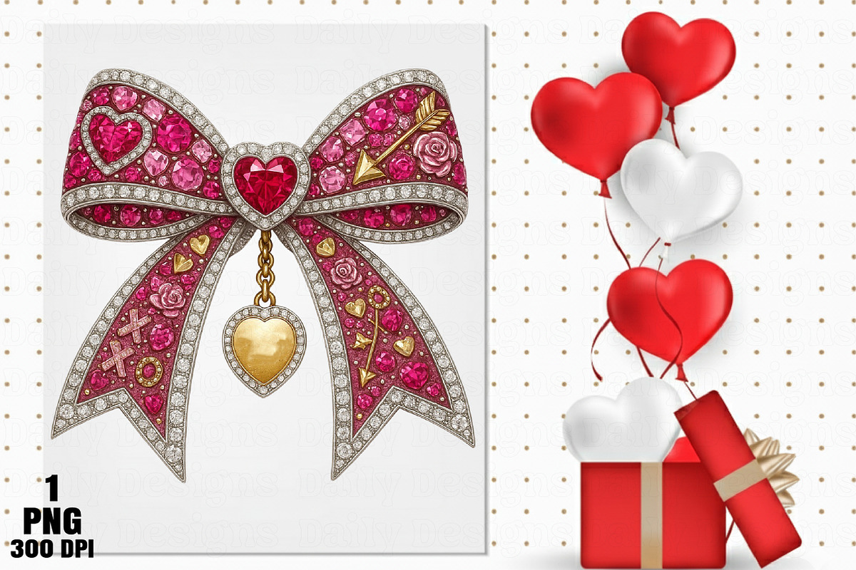 Rhinestone Valentines Bow Png, an Illustration by Daily.Designs (Photo 5 of 5)