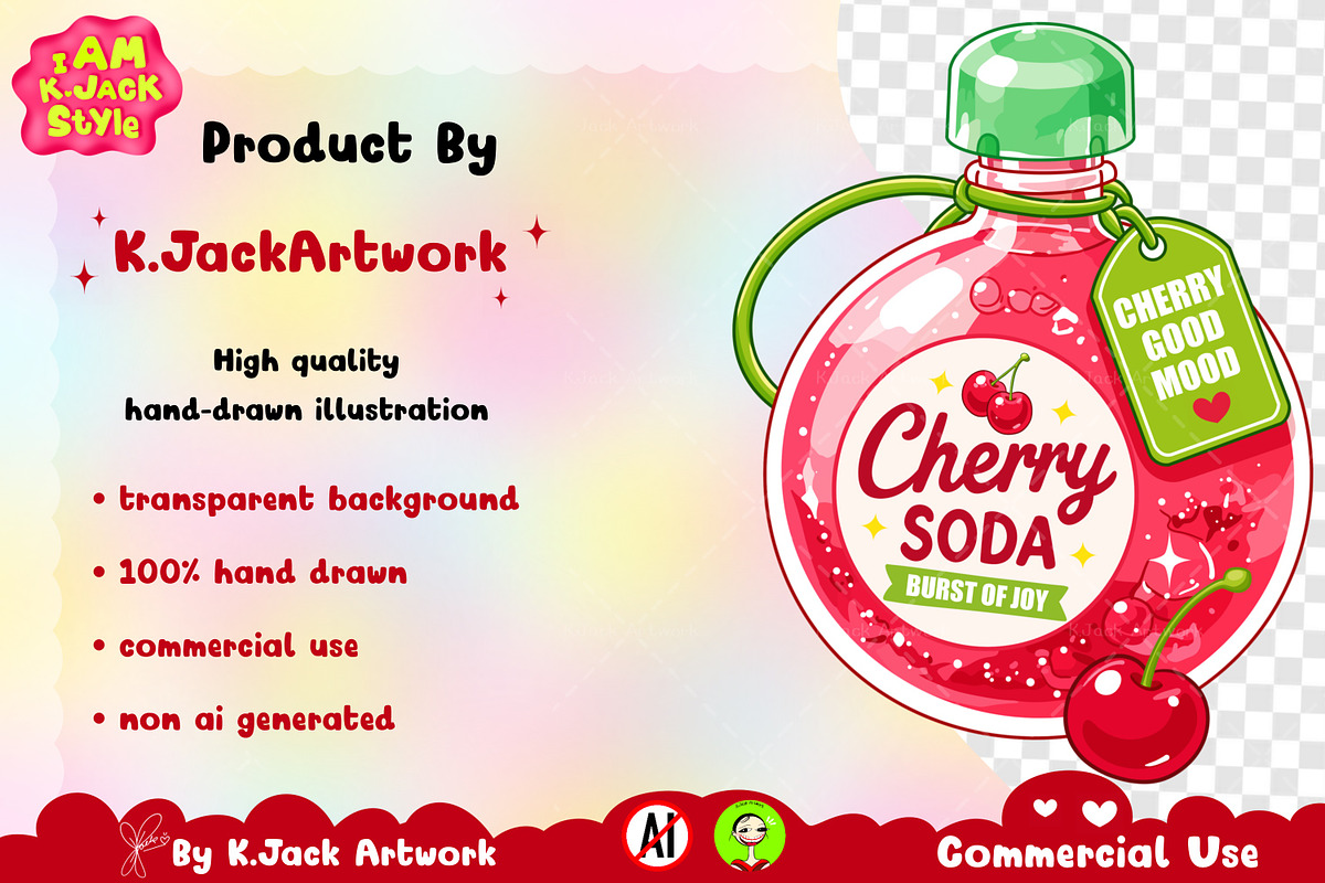 Cute Cherry Soda Clipart PNG, a Food Illustration by K.JackArtwork (Photo 3 of 4)