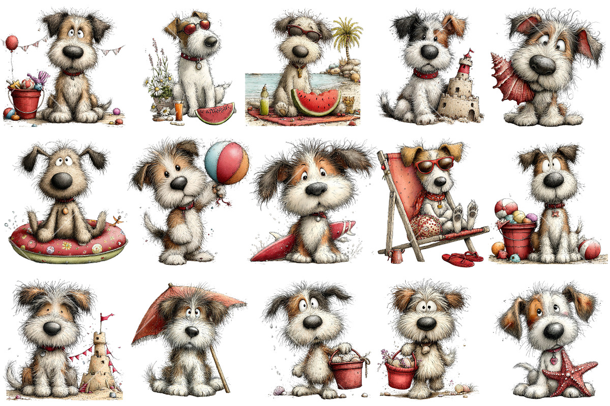 Whimsical Summer Dog Clipart, an Illustration by OK Design (Photo 3 of 6)