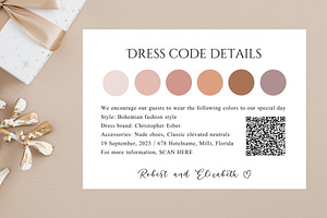 QR Code Wedding Event Attire Card