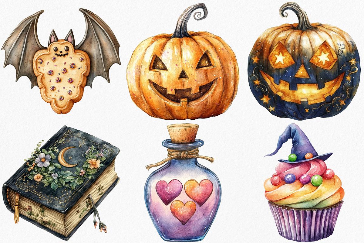 Whimsy Halloween Clipart Bundle, an Illustration by Canvas Craft (Photo 2 of 7)
