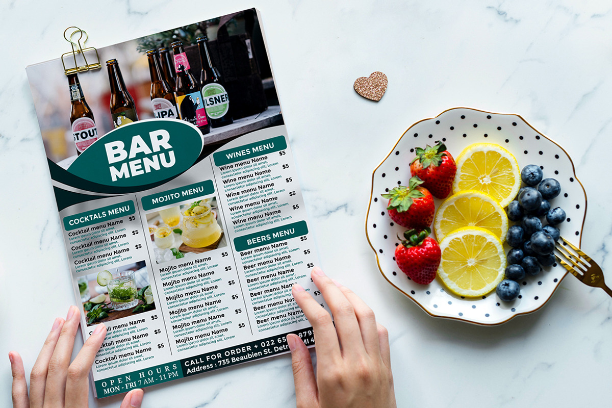 Bar Menu flyer template, a Flyer Template by imadeDesign (Photo 2 of 3)