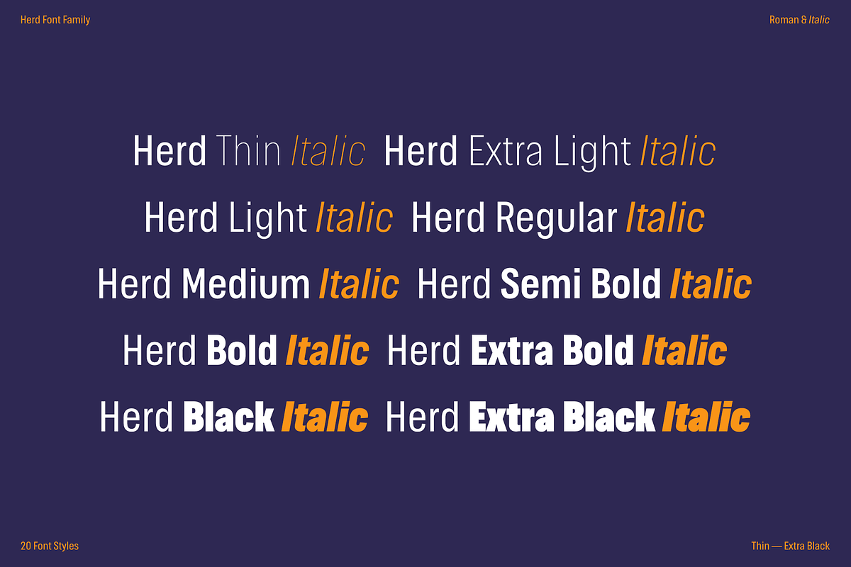 Herd | Condensed Sans Font Family, a Sans Serif Font by Wahyu & Sani Co. (Photo 3 of 11)