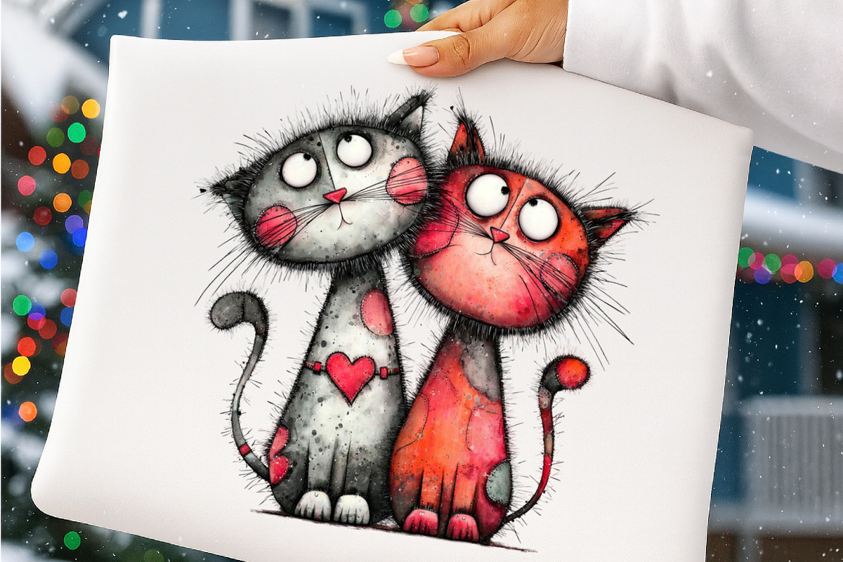 Valentine Romantic Cat Couple Clipar, an Illustration by SinaCreation (Photo 9 of 11)