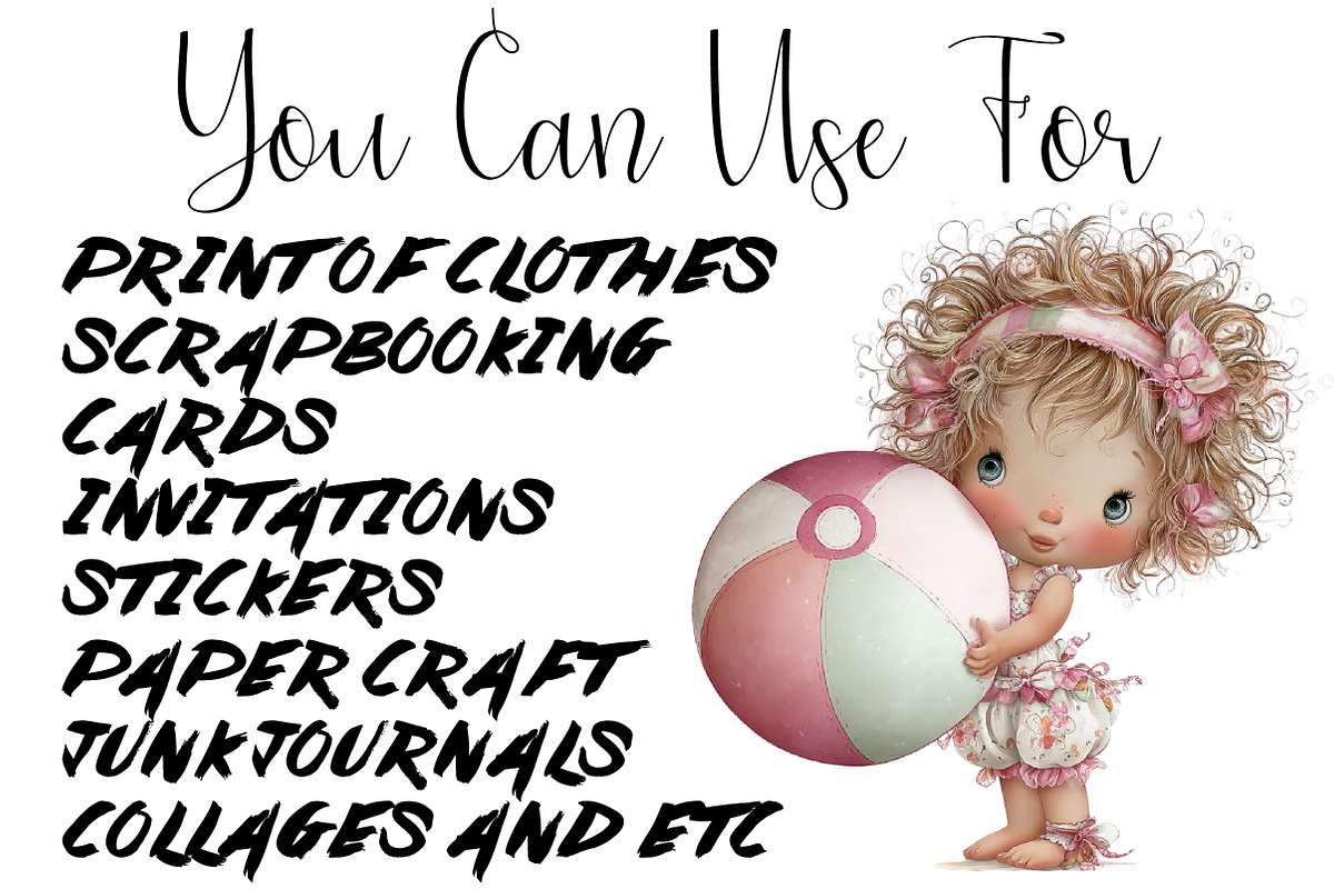 Whimsical Summer Beach Girls Clipart, an Illustration by DreamCafeArt (Photo 7 of 7)