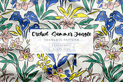 Hand-Drawn Orchid & Jungle Leaves, a Pattern Graphic by ASTUDIO (Thumbnail 1 of 8)