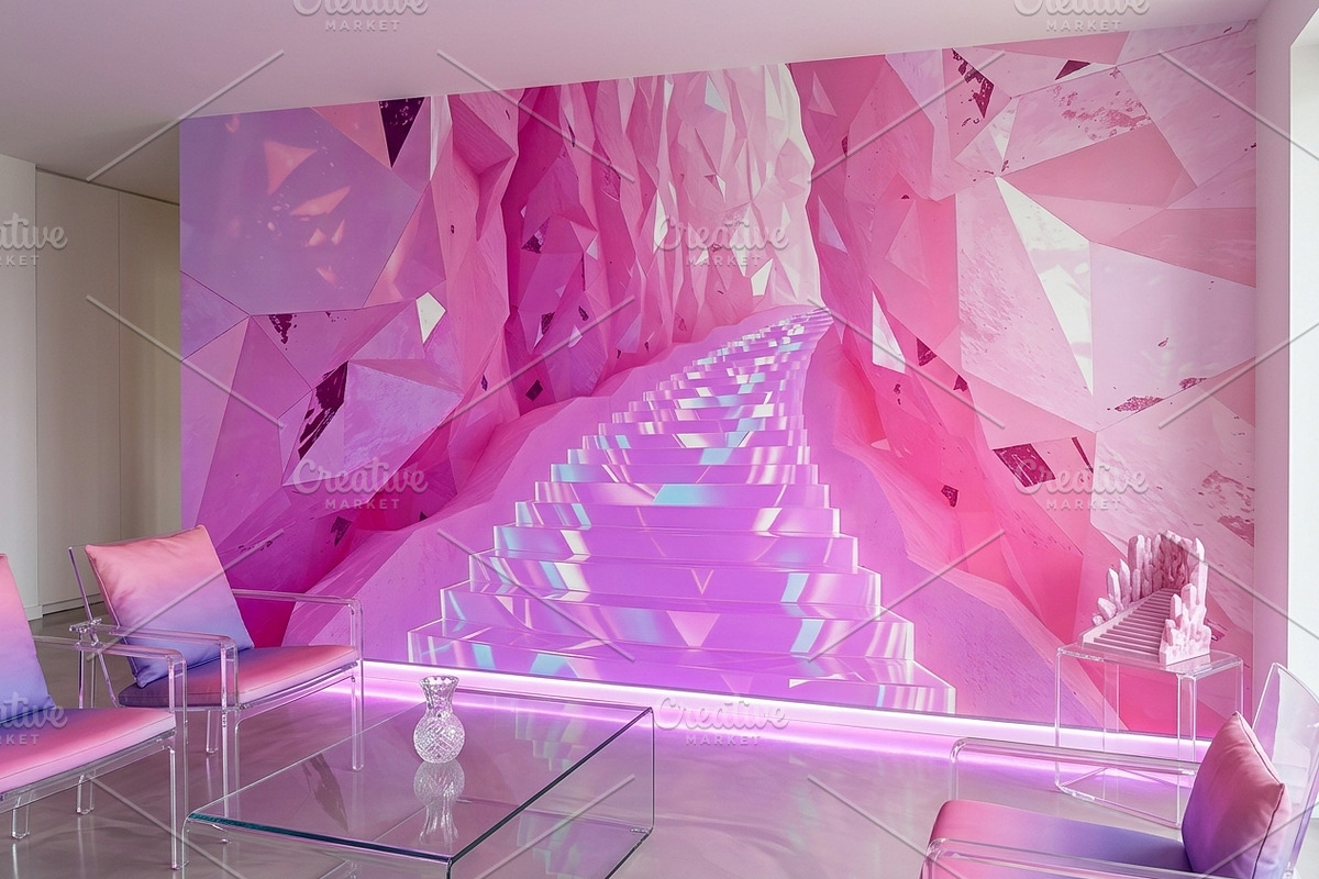 Pink Crystal Cave Staircase Graphic, a Background Graphic by Aura Canyon HQ (Photo 2 of 7)