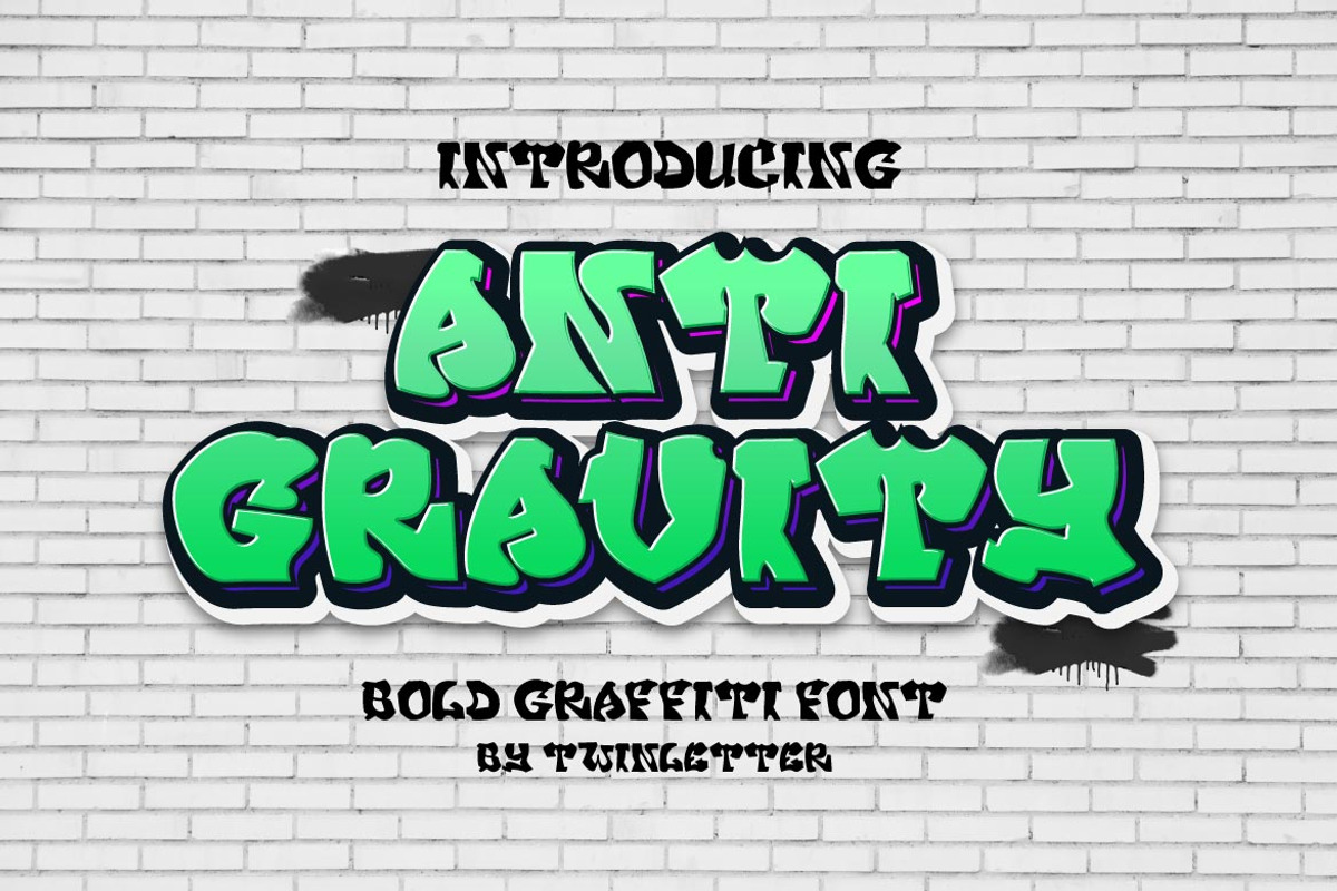 Anti Gravity, a Font by twinstd (Photo 1 of 8)