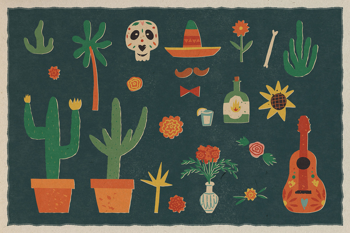 Dia De Los Muertos graphic retro set, a Seasonal Illustration by Paper Cherry (Photo 6 of 16)