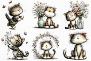 Whimsical Spring Cat Clipart, an Illustration by Craft Nest (Thumbnail 4 of 12)
