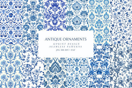 Antique Arabesque Toile Art Patterns, a Pattern Graphic by Olya Creative