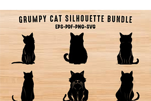 Grumpy Cat Silhouette SVG Set, an Animal Illustration by Gfx Expert Team