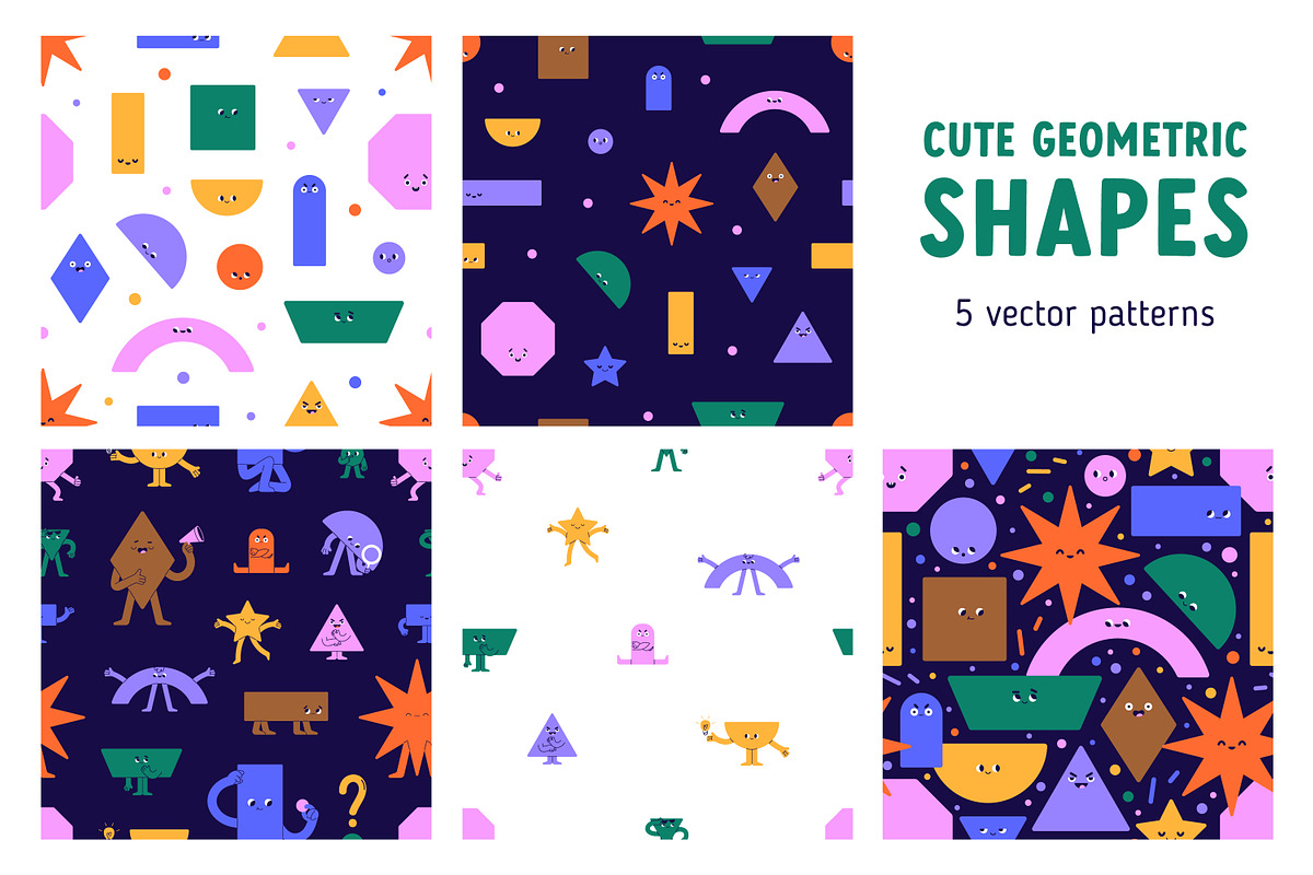 Geometric shapes seamless patterns, a Pattern Graphic by Good Studio (Photo 1 of 13)
