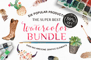 50% Off • Watercolor Bundle, a Decorative Illustration by Graphic Box (Thumbnail 1 of 7)