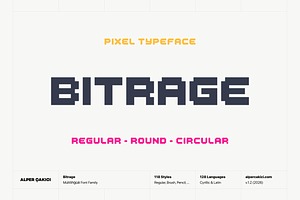 Bitrage Cyrillic Pixel Typeface, a Sans Serif Font by alpercakici