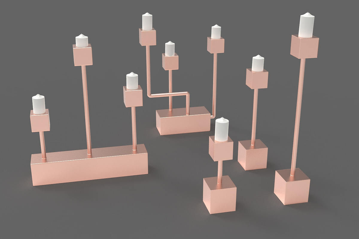 5 Сubic Candelabrum 3D Printing Set, an Object 3D Model by Kseniya-Omega (Photo 2 of 12)