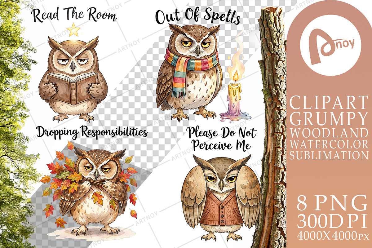 Grumpy Woodland Hygge Sublimation, a Decorative Illustration by Artnoy (Photo 11 of 18)