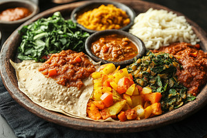 Colorful ethiopian injera on a plate, a Food & Drink Photo by MistyDay