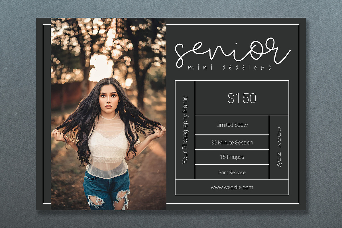 Senior Session Template PSD, a Marketing Template by Two Flamingos Shop