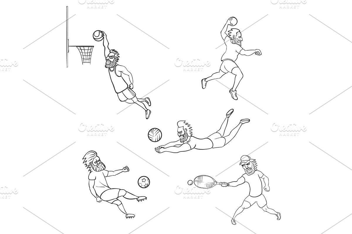 Set of athlete different sports, an Illustration by Funky corner