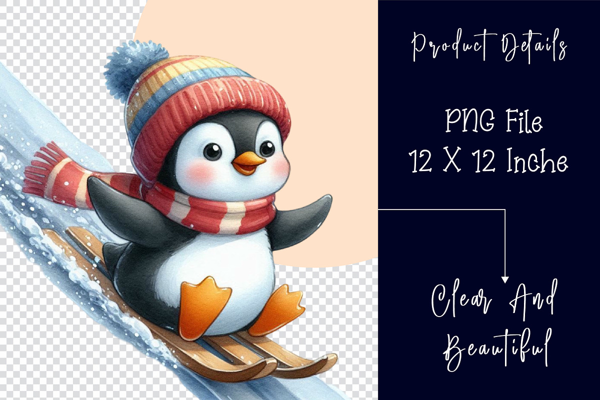 Watercolor Ice Penguin Clipart PNG, a Work Illustration by Dream Creation (Photo 4 of 6)