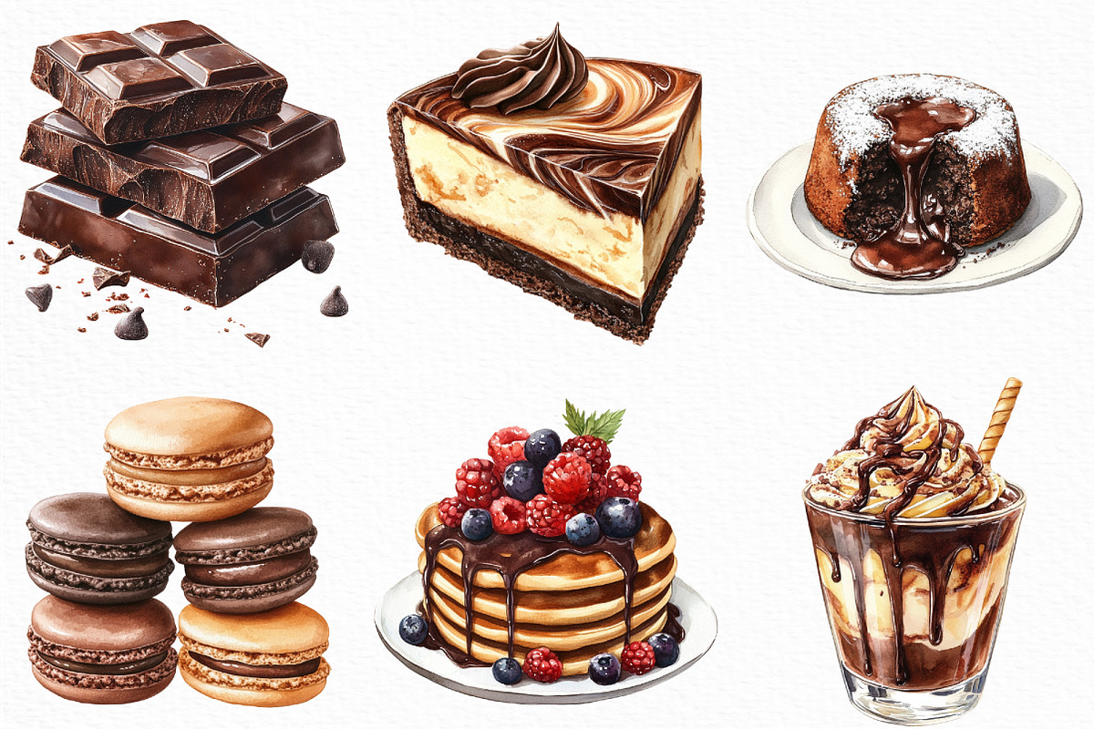Watercolor Chocolate Heaven Clipart, an Illustration by Craft Nest (Photo 5 of 6)