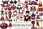 Burgundy Halloween Clipart, an Illustration by OK Design (Thumbnail 1 of 5)