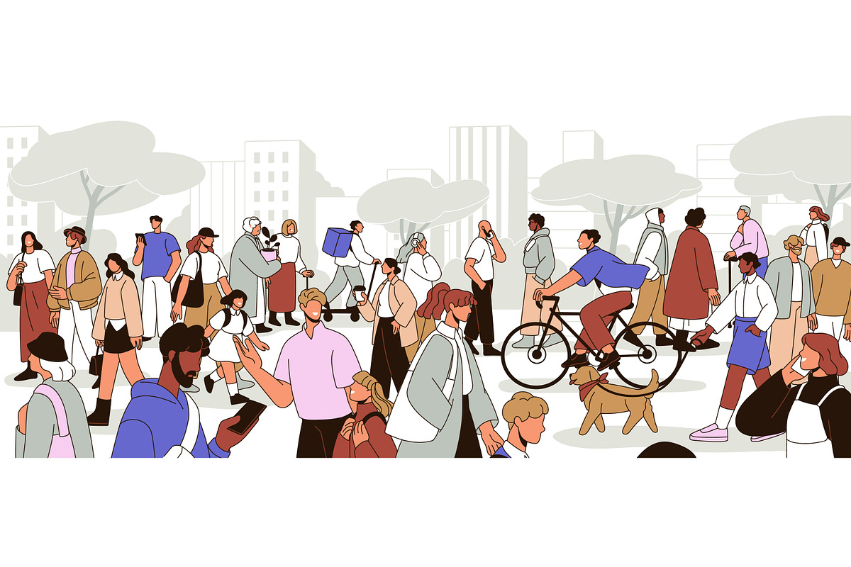 People crowd walking on city street, a Person Illustration by Good Studio (Photo 3 of 3)