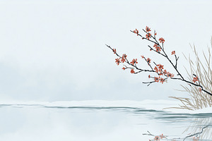 Minimalist winter landscape with red, a Nature Photo by MistyDay