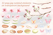 Blossoming Almond watercolor clipart, a Food Illustration by susie-p-art (Thumbnail 2 of 18)