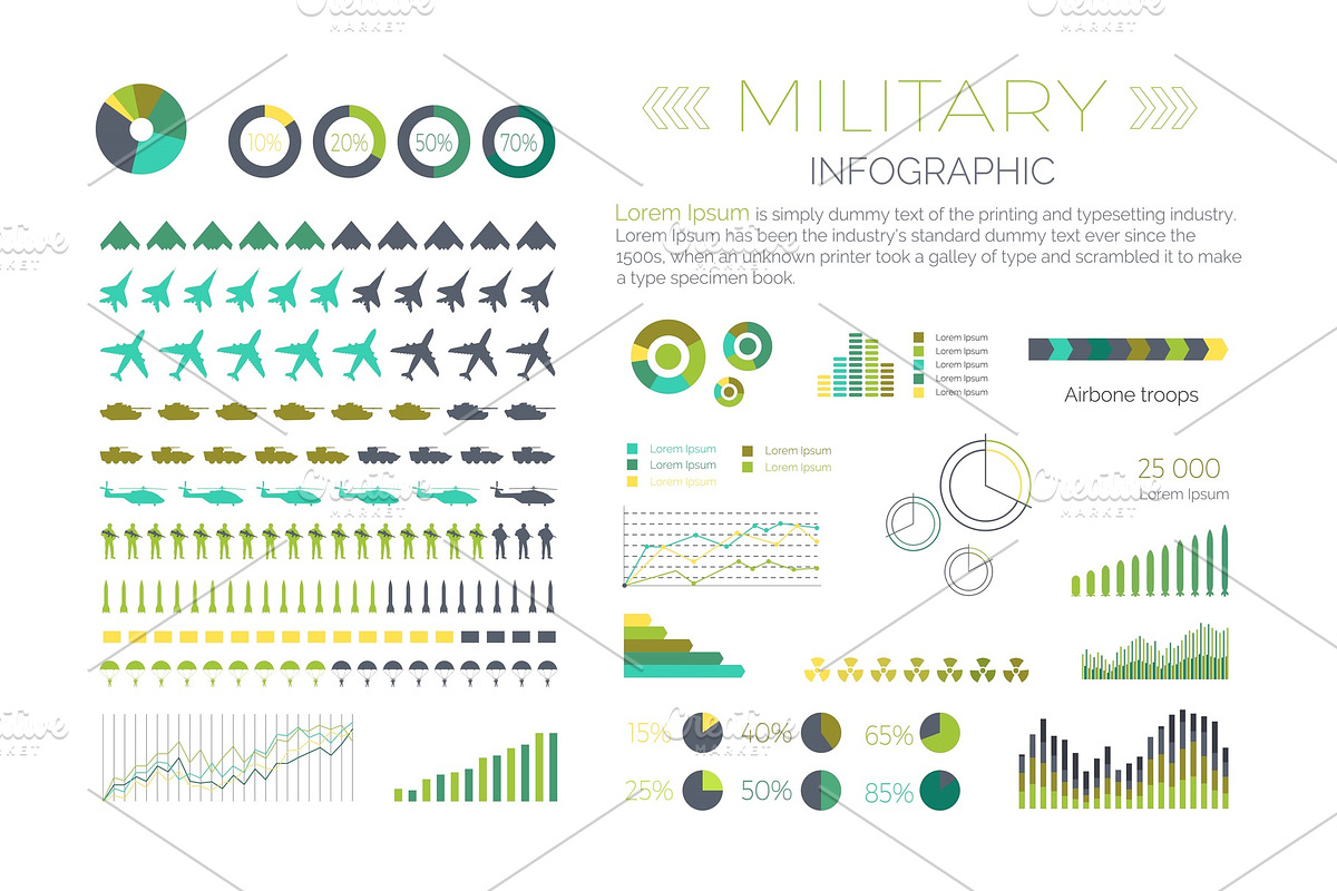 Military Infographic Vector Elements, an Illustration by robuart