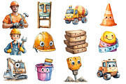 Watercolor Cute Construction PNG, an Illustration by SinaCreation (Thumbnail 2 of 5)