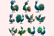 Peacock Clipart PNG Bundle, a Graphic by M9 Design (Thumbnail 7 of 9)