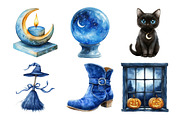 Moonlit Blue Halloween Clipart, an Illustration by Daily.Designs (Thumbnail 5 of 5)