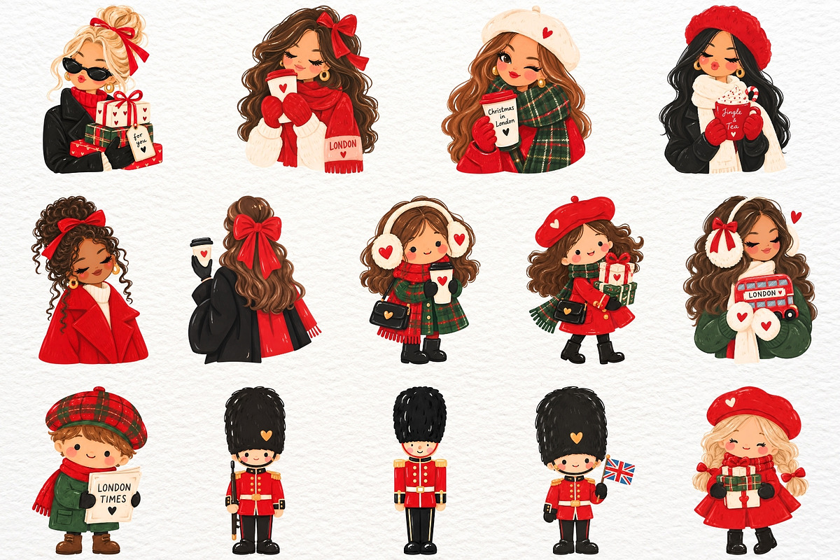 Christmas in London Clipart Holiday, a Seasonal Illustration by SugarCloudStudioArt (Photo 3 of 6)