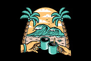 enjoying coffee on the beach, a Person Illustration by gunaonedesign (Thumbnail 1 of 3)