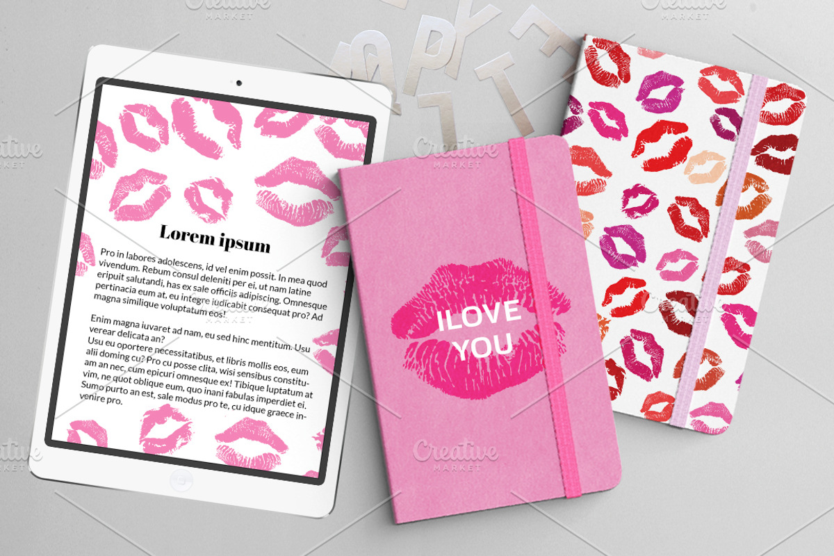 Vector Lipstick Kisses, an Illustration by Lina's store (Photo 3 of 5)