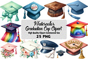 Watercolor Graduation Cap Clipart, an Illustration by Daily.Designs (Thumbnail 1 of 5)