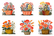 Basket of Wildflowers Clipart Bundle, an Illustration by DreamArtGraphic (Thumbnail 2 of 5)