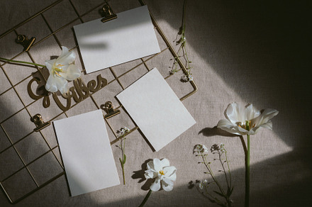 Blank paper notes on mood board