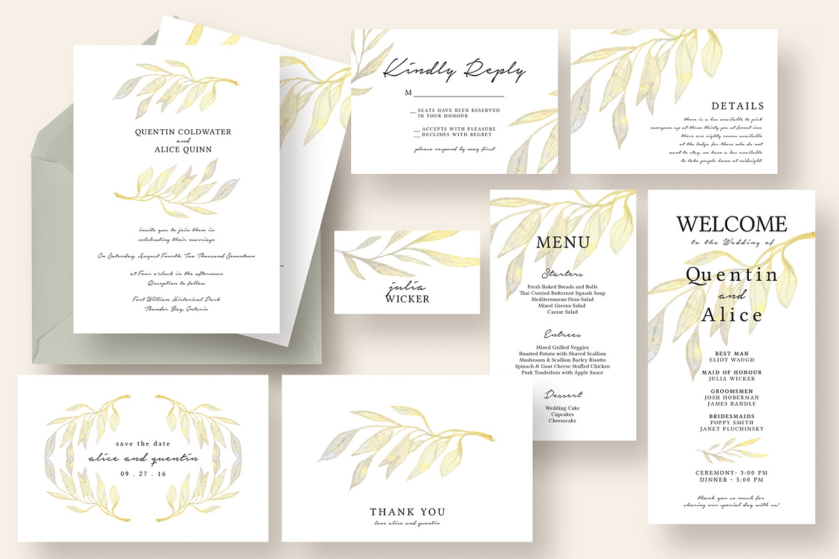 Watercolor Branch Wedding Suite, an Invitation Template by Knotted Design (Photo 1 of 5)
