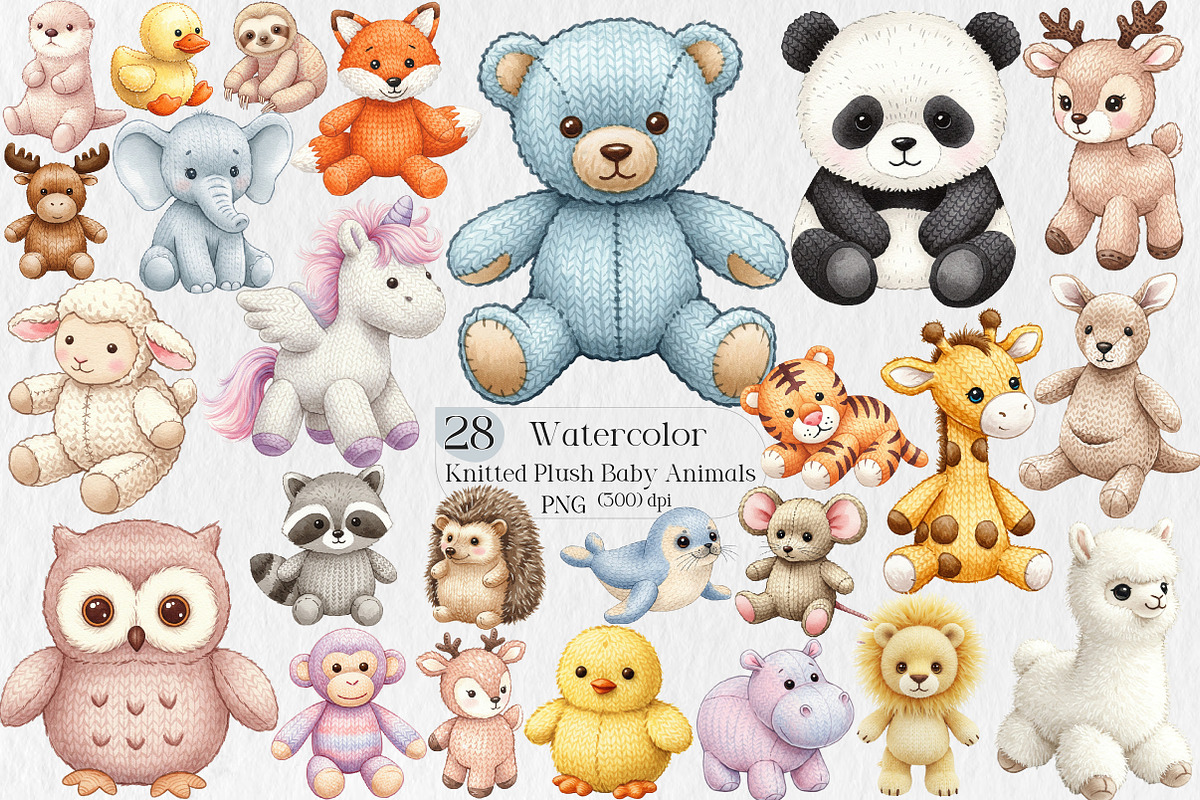 Vintage Knitted Plush Baby Animals, an Illustration by Creative Art (Photo 1 of 7)