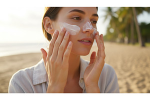 Young woman applying sun protection, a Nature Photo by Igor Tichonow