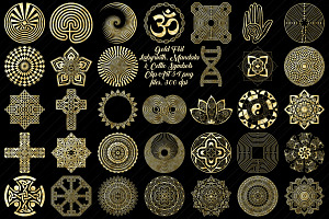 Gold Labyrinth,Mandala&Celtic Logos