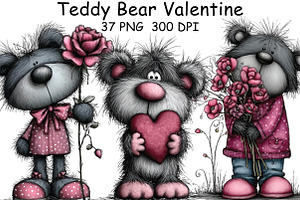 Teddy Bear Valentine Clipart, an Illustration by CraftArtStudio